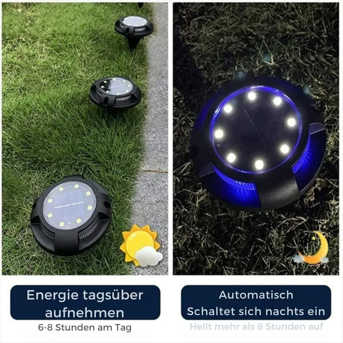 GlareLux - 12LED Solarleuchten für den Garten, Umweltfreundliche Gartenbeleuchtung mit Dämmerungssensor
