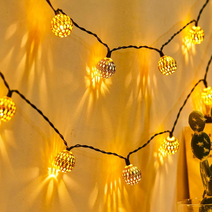 FlareLuxe - Solar Lichterketten im Marokkanischen Stil für elegante Außenbeleuchtung