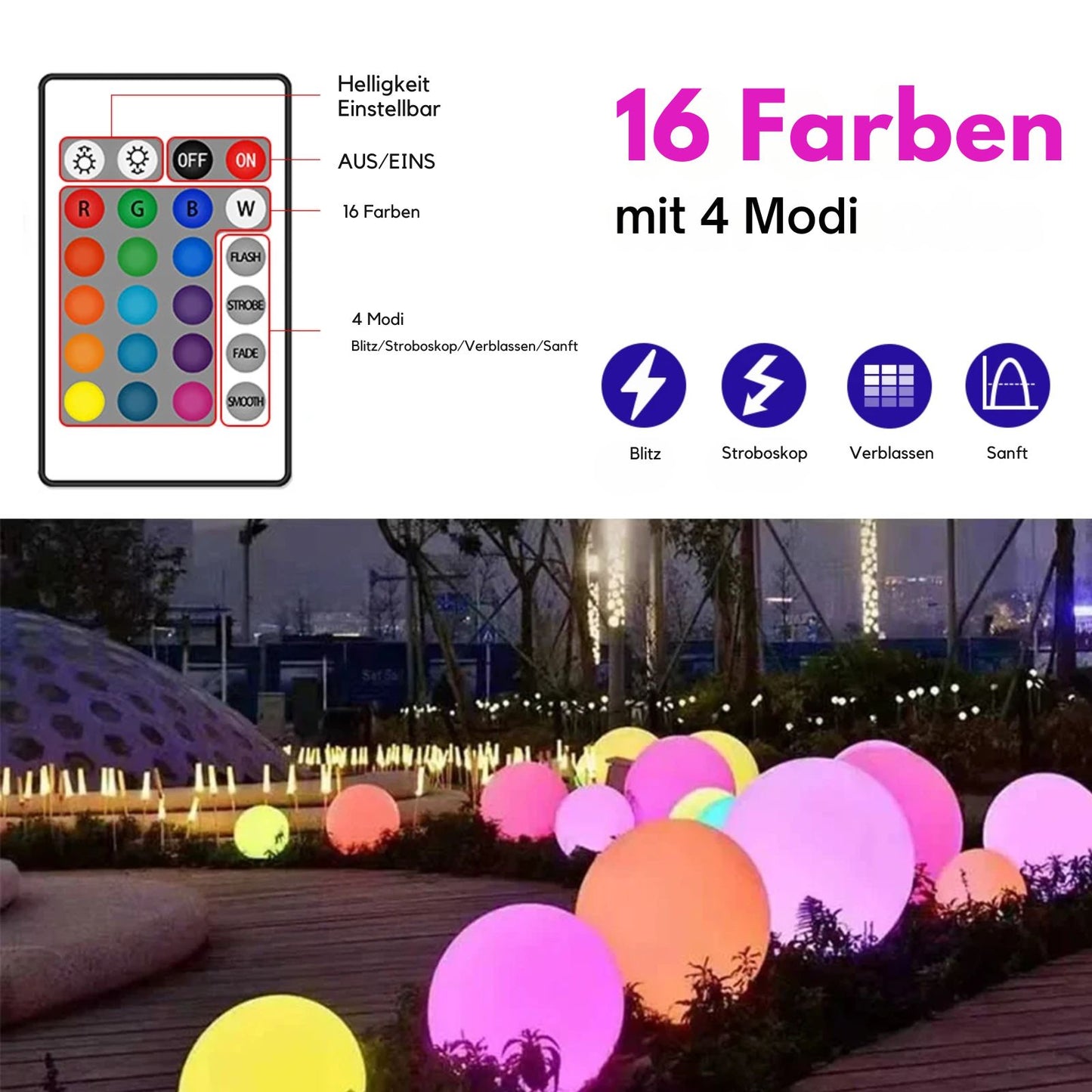 SolaraGlow – Solarbetriebene Kugelleuchte mit warmem LED-Licht für den Garten