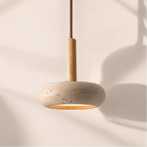 StrahlSchale - LED Deckenleuchte für Wohnzimmer – Retro-Modern aus Naturstein