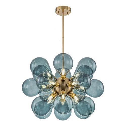 OpalGlanz  - Blauer Glas-Seifenblasen Kronleuchter für stilvolle Innenräume