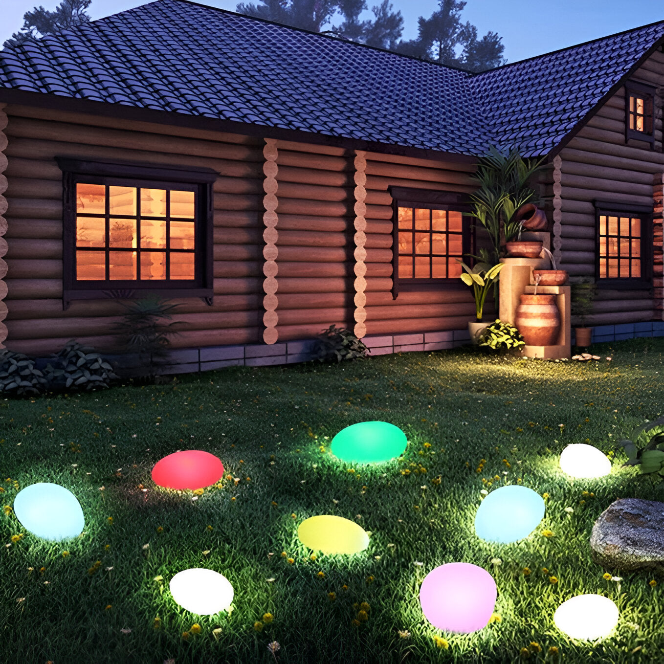 PebbleLume - Solarbetriebene Gartenleuchte im Stein-Design, wetterfest