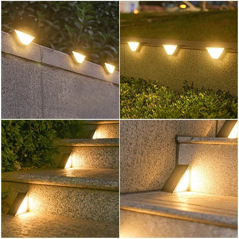 LumenStep - LED Solar Treppenleuchte für Garten, Balkon und Terrasse, wasserdicht und dimmbar