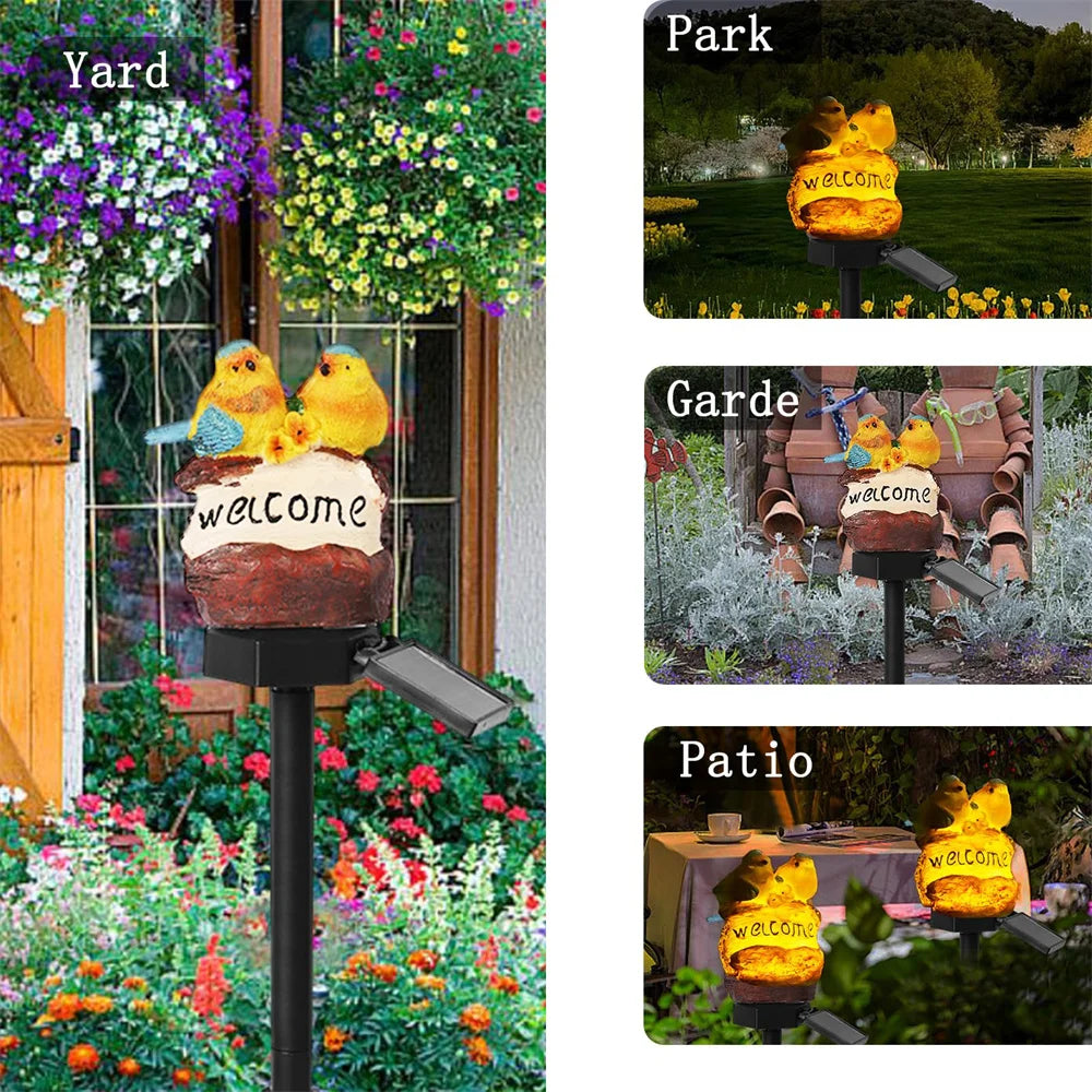 LumenBird - Solarbetriebene Gartenleuchte mit LED-Vogel für Terrasse und Garten