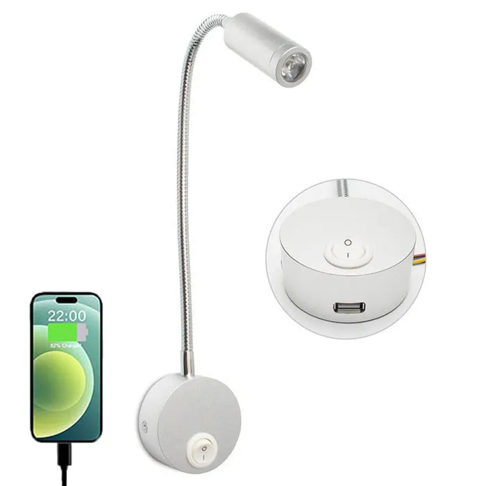 GlowFlex - Flexibele LED Wandleuchte für Bett, Schreibtisch und Wandmontage, Modernes Design