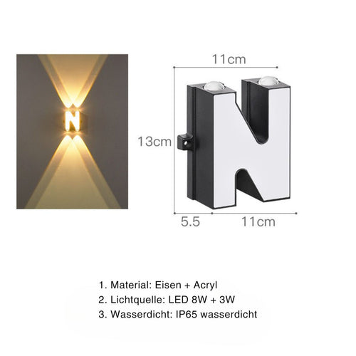 LumenLetter - Beleuchtete Außenbuchstaben Wandlampe für stilvolle Dekoration