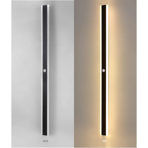 EcoGlanz - Wandleuchte Schwarz für Außen mit Bewegungsmelder und LED Beleuchtung