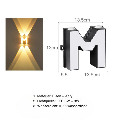 LumenLetter - Beleuchtete Außenbuchstaben Wandlampe für stilvolle Dekoration