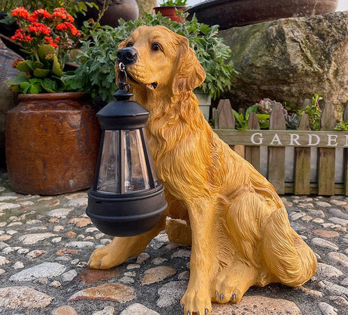 SolarPup - Niedliche Hund-Statue mit integrierter LED-Solarleuchte für den Garten