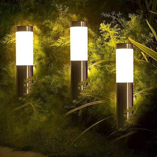 RadiantPath - Solarbetriebene Edelstahl Gartenleuchten für Außen, zylindrisch