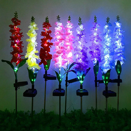 LumiFlora - 2 Stück Solarbetriebene LED-Gartenleuchte für bunte Gartenblumen