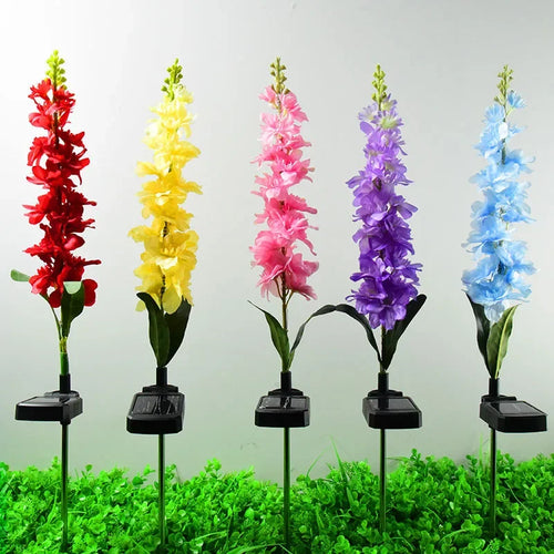 LumiFlora - 2 Stück Solarbetriebene LED-Gartenleuchte für bunte Gartenblumen