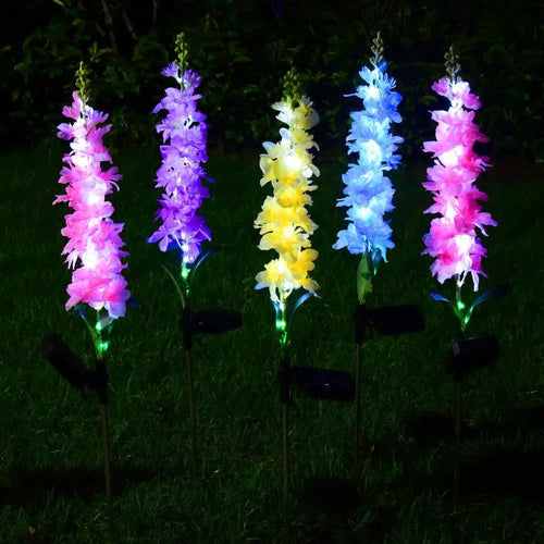 LumiFlora - 2 Stück Solarbetriebene LED-Gartenleuchte für bunte Gartenblumen