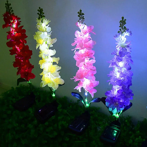 LumiFlora - 2 Stück Solarbetriebene LED-Gartenleuchte für bunte Gartenblumen