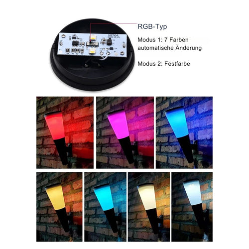 SunLume - RGBW LED Solar Wandleuchte für Garten & Terrasse, Wasserdicht, Kabellos, 5 Modi