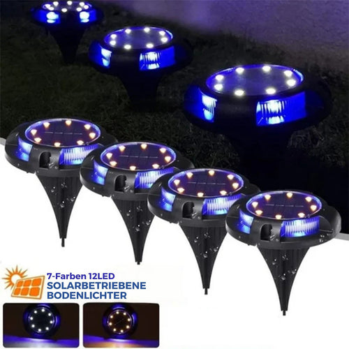 GlareLux - 12LED Solarleuchten für den Garten, Umweltfreundliche Gartenbeleuchtung mit Dämmerungssensor