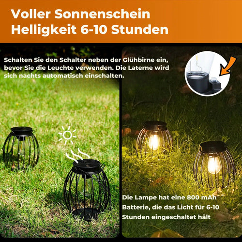 GlowBulb - Wasserdichte LED Solarwandleuchte für Garten und Terrasse, warmweiß