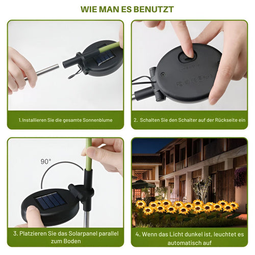 LumiBloom - Solarbetriebene LED Gartenleuchte im Blumen-Design, wasserdicht
