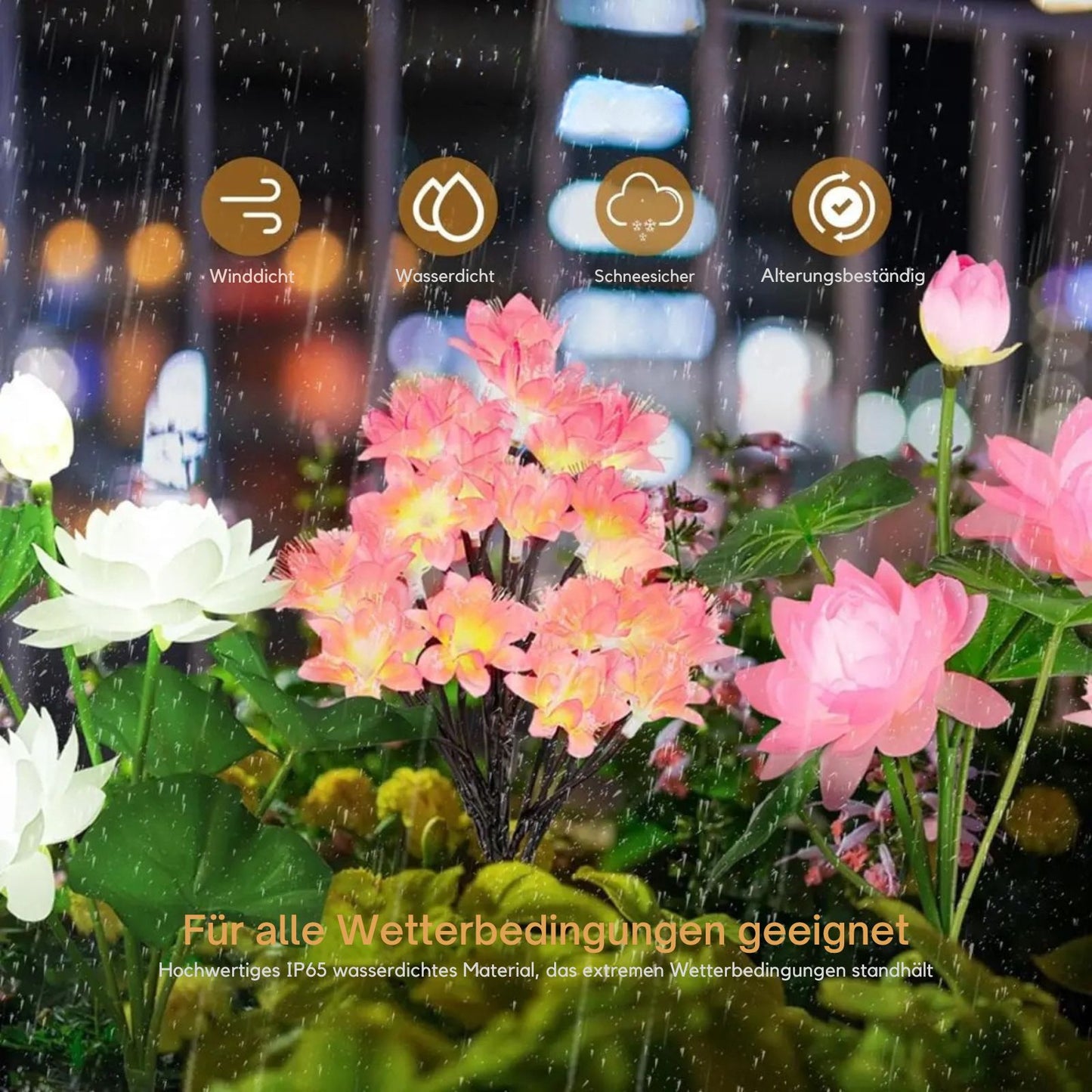 LeuchtGarten  - Wasserdichte Camellia Solarleuchten für den Garten mit 15 LED-Lichtern
