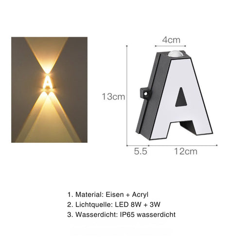 LumenLetter - Beleuchtete Außenbuchstaben Wandlampe für stilvolle Dekoration