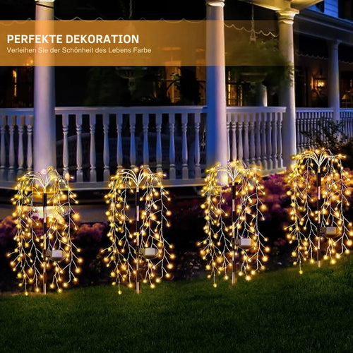 GlowWillow - 200 LED Außenbeleuchtung mit Weidenbaum Design, 8 Beleuchtungsmodi für Garten und Terrasse