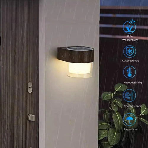 SolarDusk - Elegante LED Solar Wandleuchte für den Außenbereich, IP65 Wasserdicht, 300 Lumen