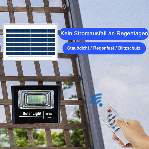 LumenFlood - 200W Solar LED Flutlicht für den Außenbereich mit hoher Helligkeit