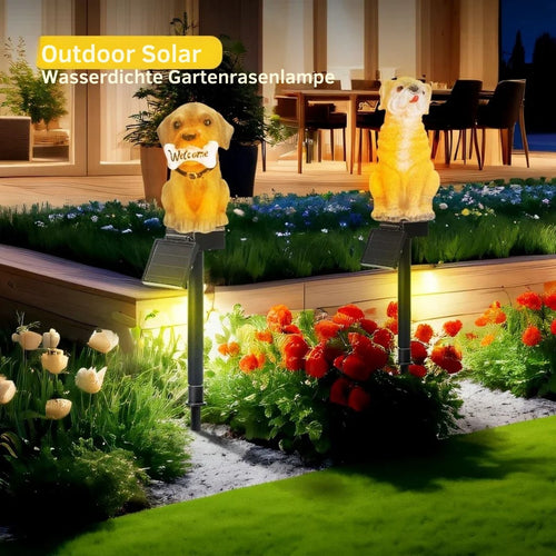 LumiPet - Solarbetriebene LED Tiergartenlampe für Außenbereich mit Charme
