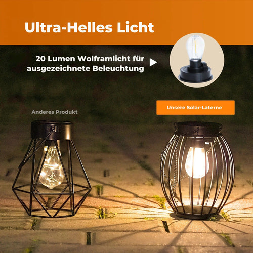GlowBulb - Wasserdichte LED Solarwandleuchte für Garten und Terrasse, warmweiß