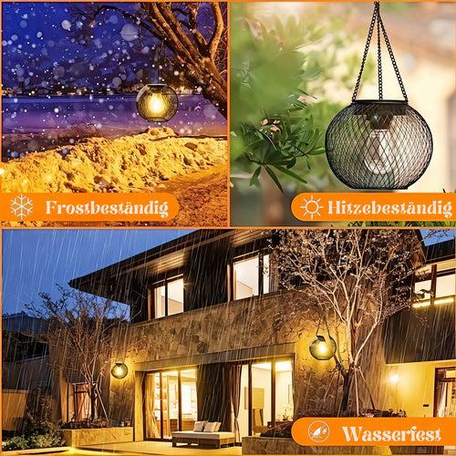 AuraGlow - Solarbetriebene LED Hängelampe für den Außenbereich, wasserdicht
