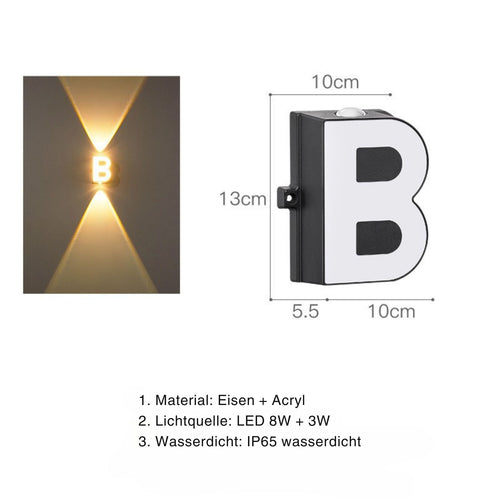LumenLetter - Beleuchtete Außenbuchstaben Wandlampe für stilvolle Dekoration