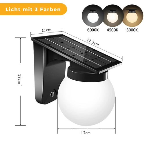 SunAura - LED Solar Wandleuchte für Außenbereiche mit Verstellbarer Helligkeit