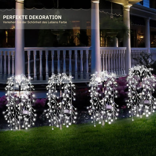 GlowWillow - 200 LED Außenbeleuchtung mit Weidenbaum Design, 8 Beleuchtungsmodi für Garten und Terrasse