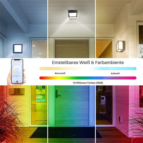 SmartStrahl - WiFi LED Wandleuchte für Garten und Balkon, RGB und dimmbar
