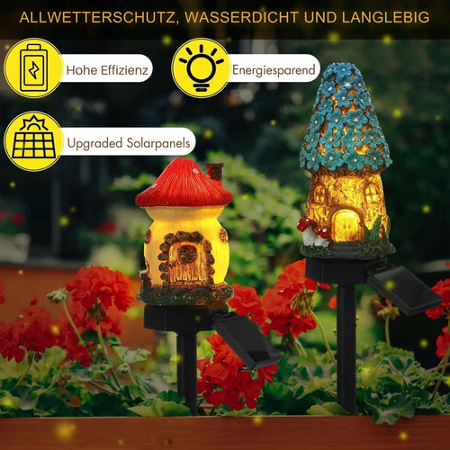 GlowMush - Solarbetriebene Pilzhaus LED Lampe für Garten und Außenbereich, wasserdicht