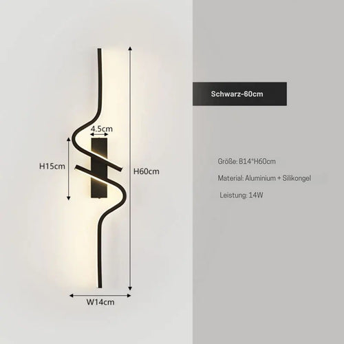 ZenGlow - Moderne LED Wandleuchte Schwarz für Innenräume