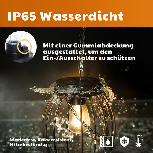 GlowBulb - Wasserdichte LED Solarwandleuchte für Garten und Terrasse, warmweiß