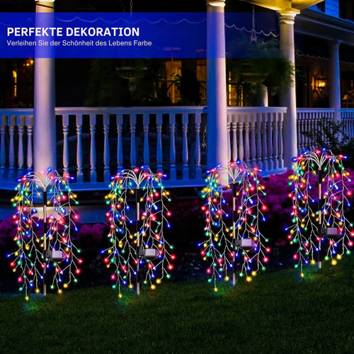 GlowWillow - 200 LED Außenbeleuchtung mit Weidenbaum Design, 8 Beleuchtungsmodi für Garten und Terrasse