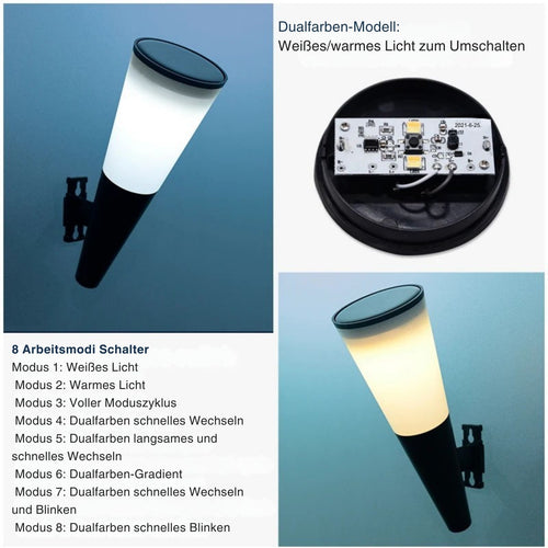 SunLume - RGBW LED Solar Wandleuchte für Garten & Terrasse, Wasserdicht, Kabellos, 5 Modi