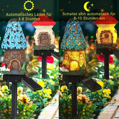 GlowMush - Solarbetriebene Pilzhaus LED Lampe für Garten und Außenbereich, wasserdicht