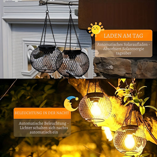 AuraGlow - Solarbetriebene LED Hängelampe für den Außenbereich, wasserdicht
