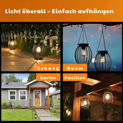GlowBulb - Wasserdichte LED Solarwandleuchte für Garten und Terrasse, warmweiß