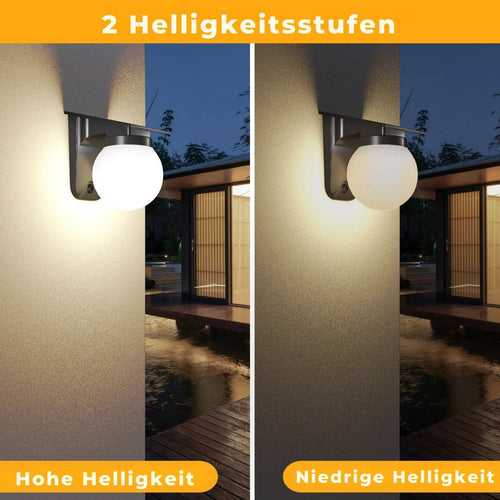 SunAura - LED Solar Wandleuchte für Außenbereiche mit Verstellbarer Helligkeit