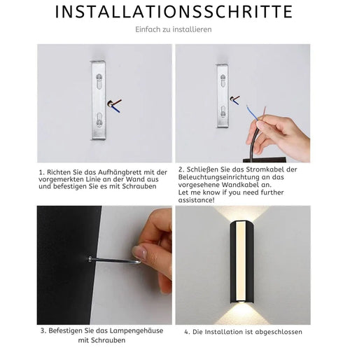 LumiBeam - Wasserdichte LED Wandlampe für Flur, Terrasse und Außenbereich