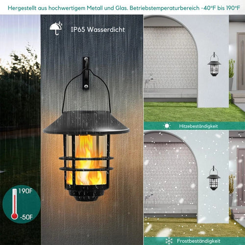 SolarFlicker - Solarbetriebene LED Hängelampe mit Flackerflammen für den Außenbereich