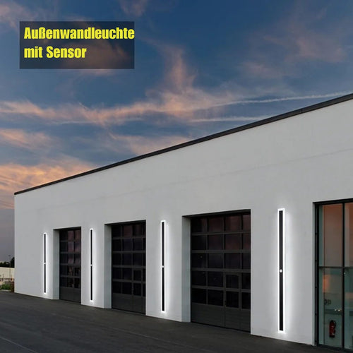 EcoGlanz - Wandleuchte Schwarz für Außen mit Bewegungsmelder und LED Beleuchtung