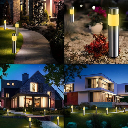 RadiantPath - Solarbetriebene Edelstahl Gartenleuchten für Außen, zylindrisch