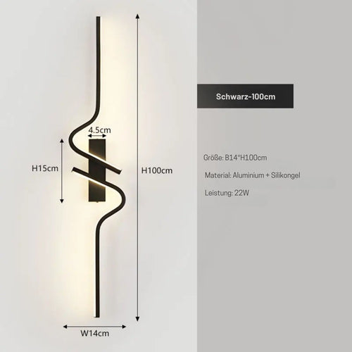 ZenGlow - Moderne LED Wandleuchte Schwarz für Innenräume