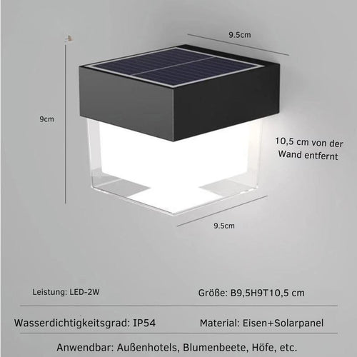 SolarDusk - Elegante LED Solar Wandleuchte für den Außenbereich, IP65 Wasserdicht, 300 Lumen