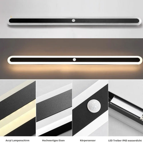 EcoGlanz - Wandleuchte Schwarz für Außen mit Bewegungsmelder und LED Beleuchtung